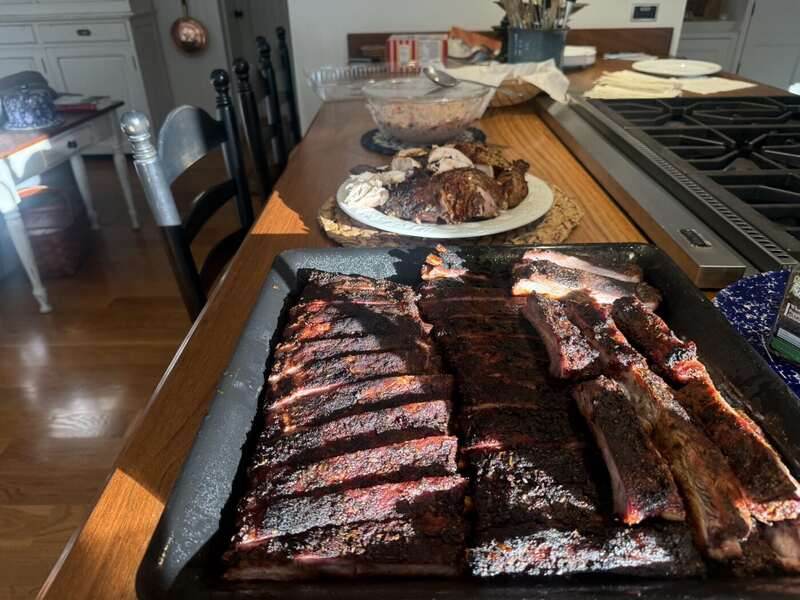 Smoked ribs on a serving platter